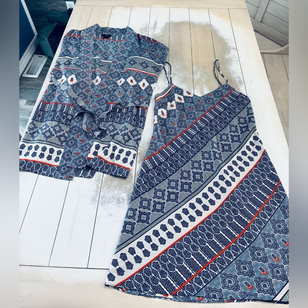 Natori Aztec print nightgown/robe set